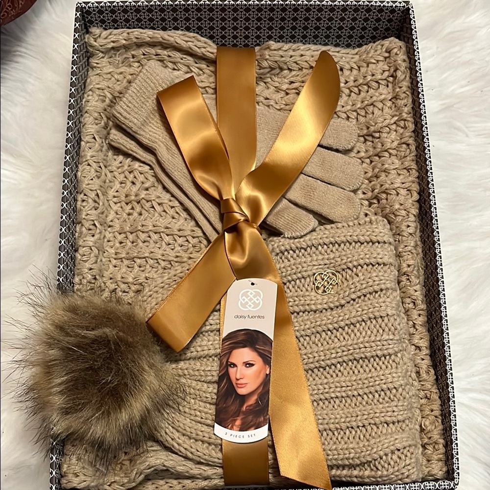 Cozy Knitted Scarf and Glove Set with Pom Pom